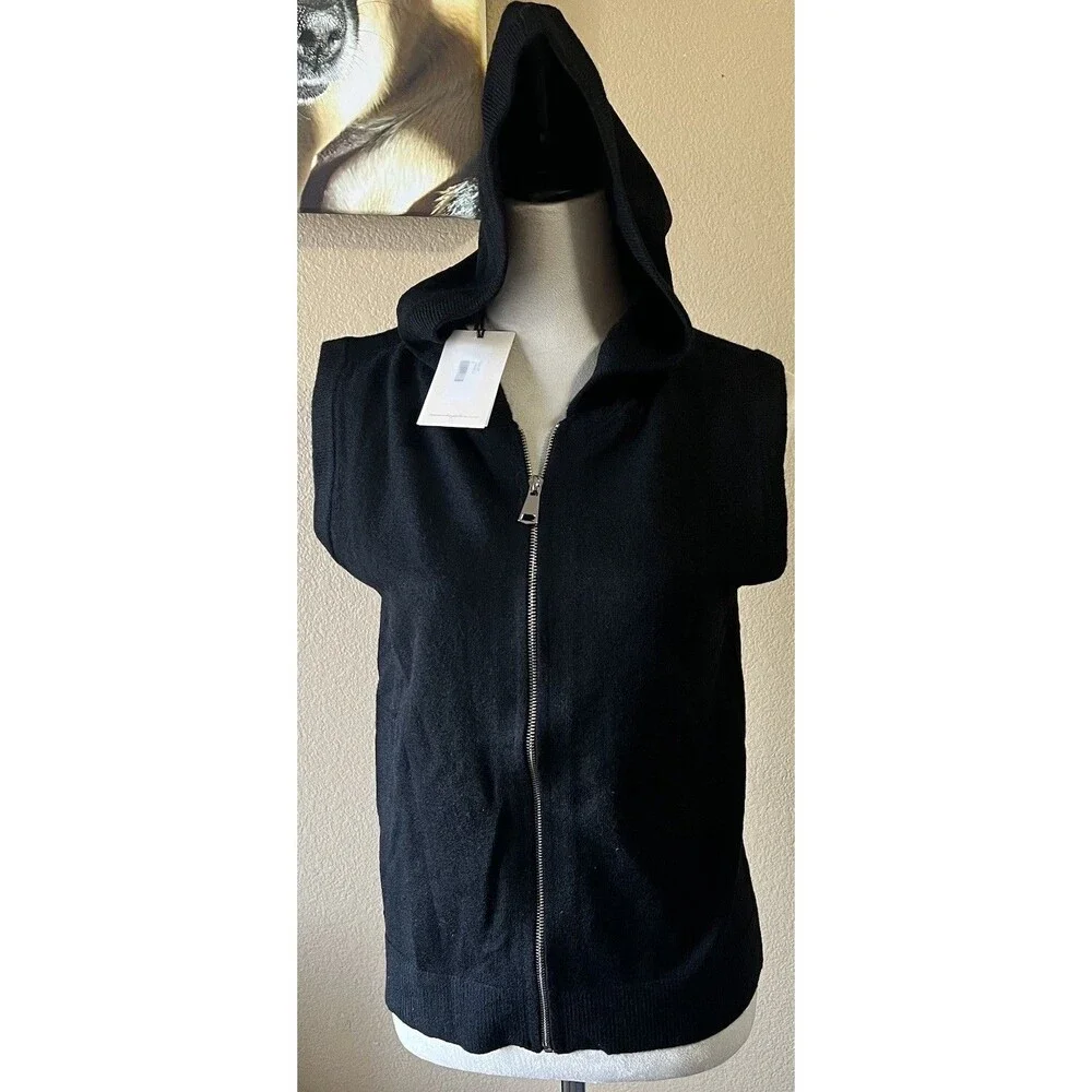 Elan Irene Sleeveless Zip Up Hoodie Black Size M